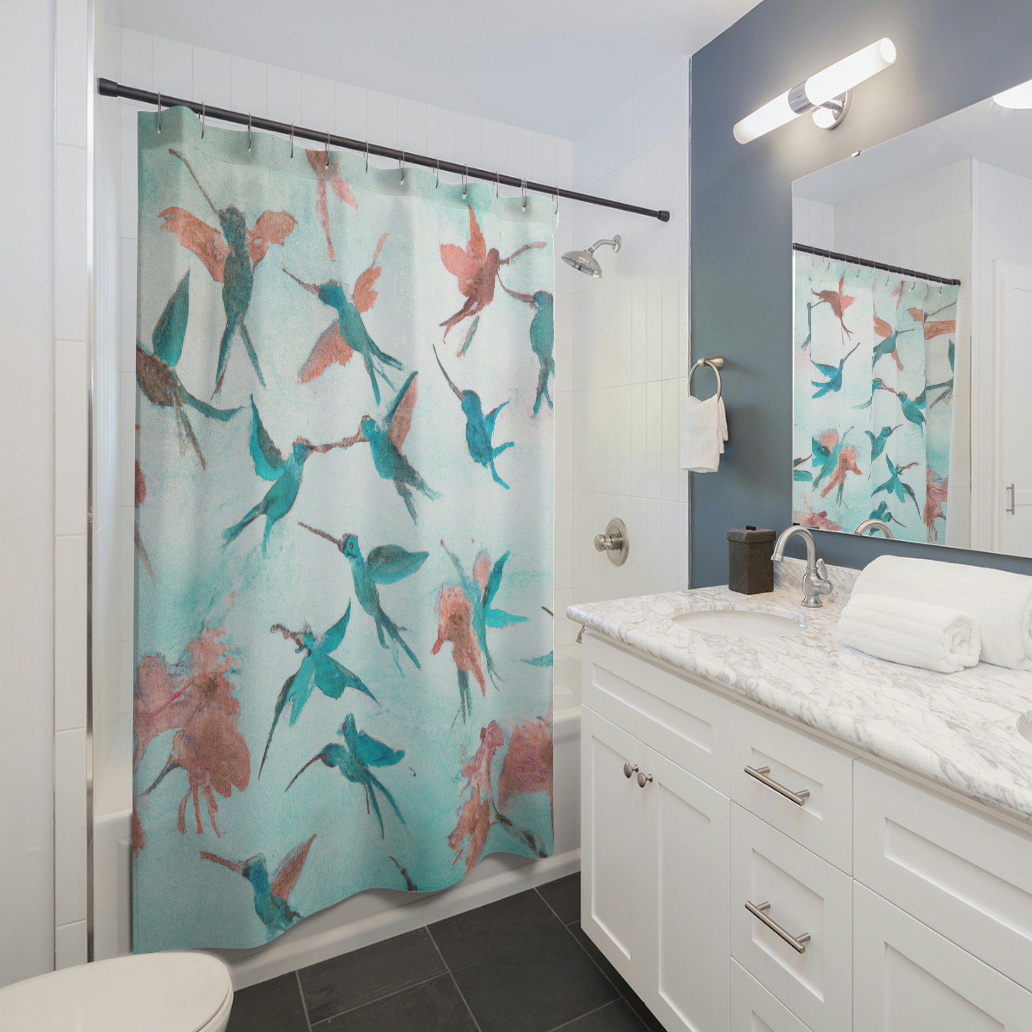 Enchanting Watercolor Hummingbirds Shower Curtain for Your Bathroom