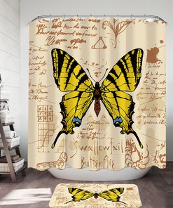 Enchanting Yellow Swallowtail Butterfly Shower Curtain for Whimsical Bathroom Decor 