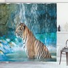 Enhance Your Bathroom Decor with Feline Animal in Pond Tiger Shower Curtain