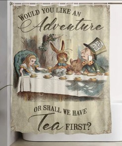 Enjoy Some Tea Time With Quotation Shower Curtain Inspired By Alice In Wonderland Tea Party.