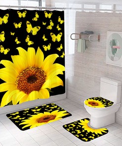 Enjoy The Beauty Of Nature With Butterfly Sunflower Shower Curtain.