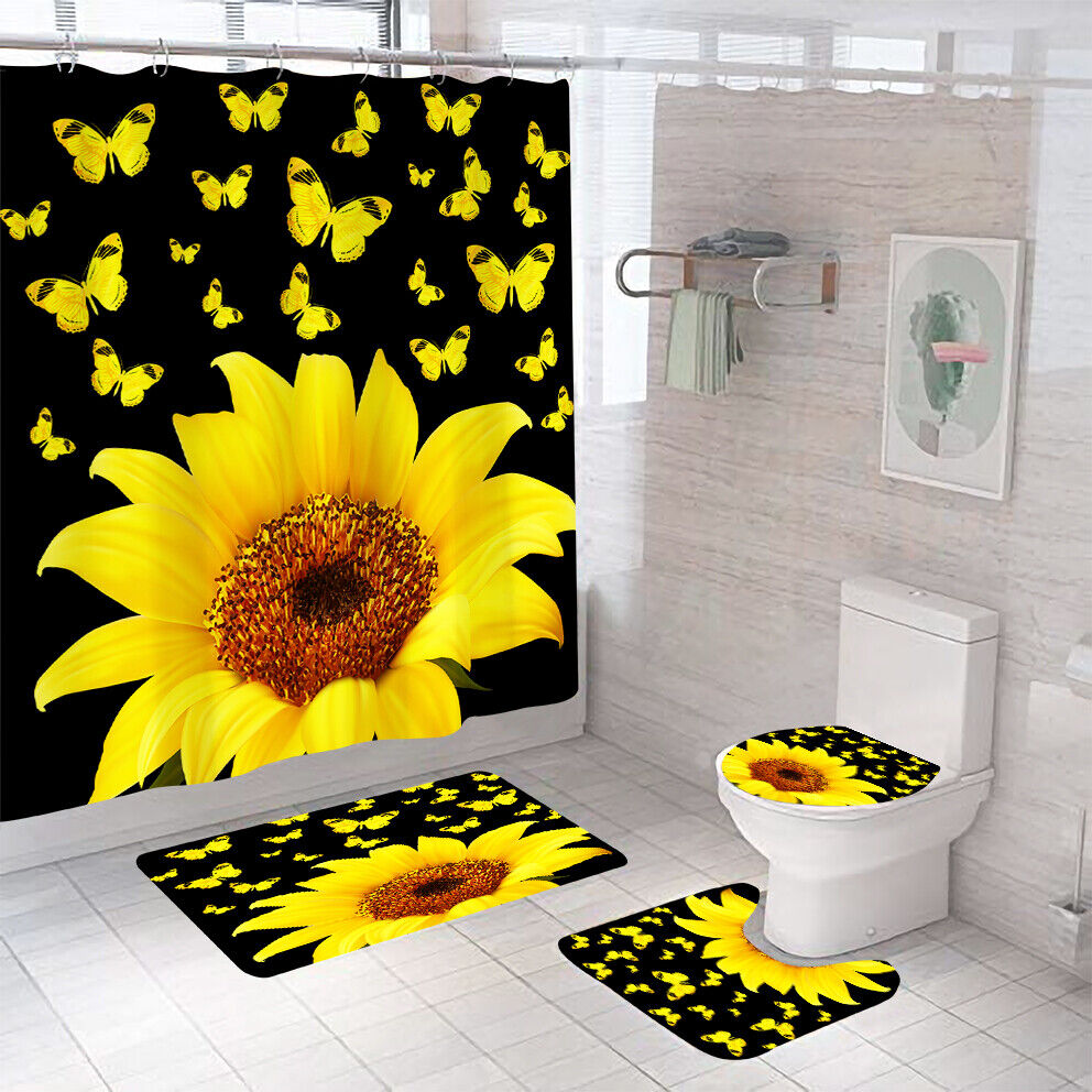 Enjoy The Beauty Of Nature With Butterfly Sunflower Shower Curtain.