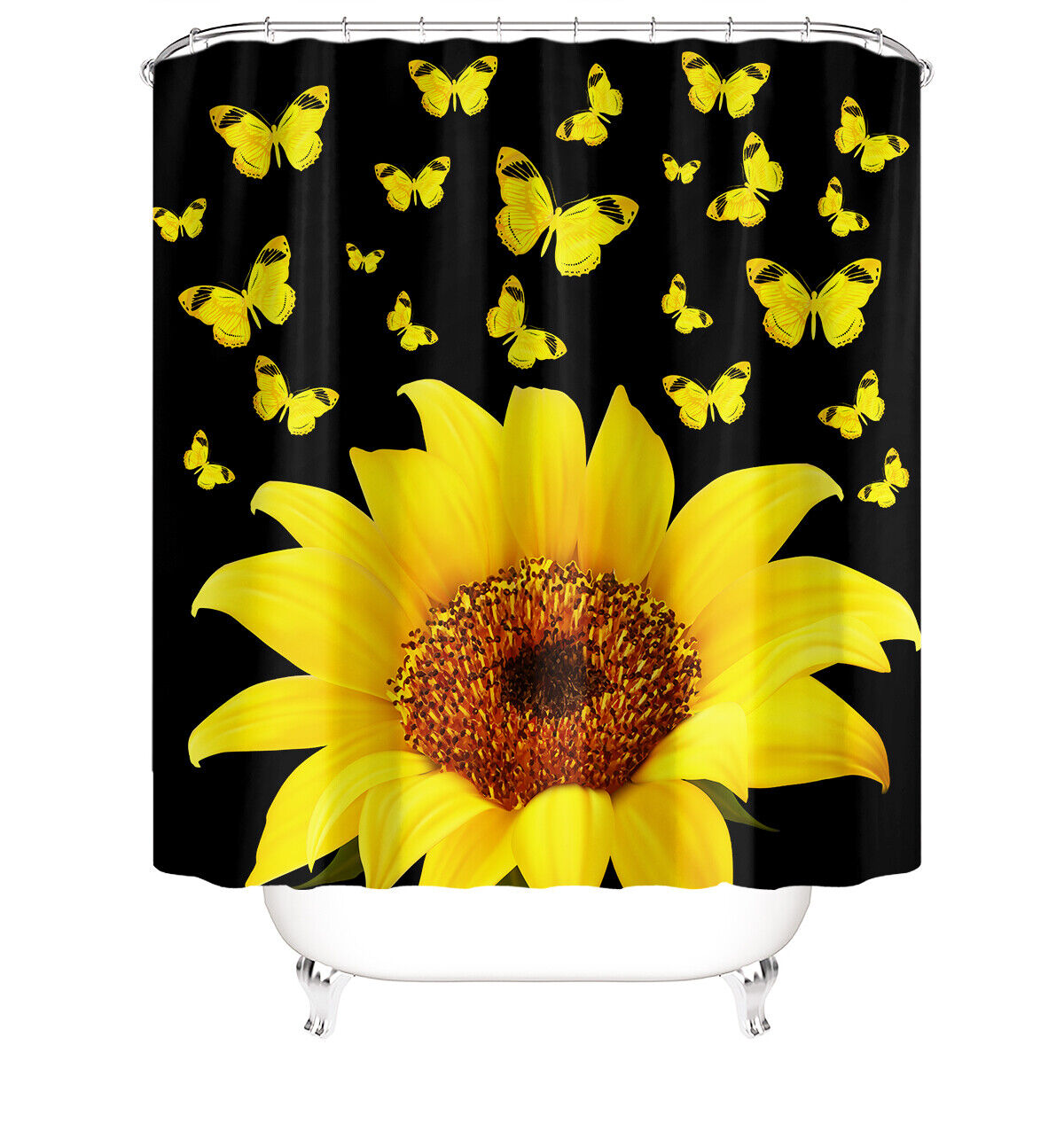 Enjoy The Beauty Of Nature With Butterfly Sunflower Shower Curtain. - Image 2