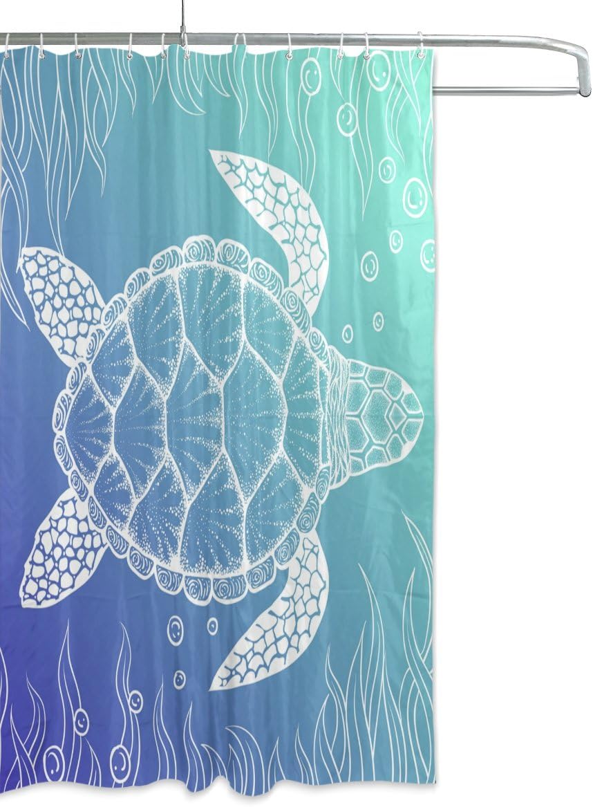 Enjoy The Beauty Of Sea Turtles With Alaza Gradient Color Waterproof Shower Curtain. - Image 2