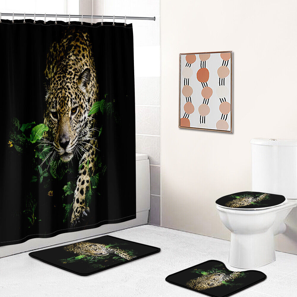 Enjoy The Leopard Print Theme With This Bathroom Shower Curtain