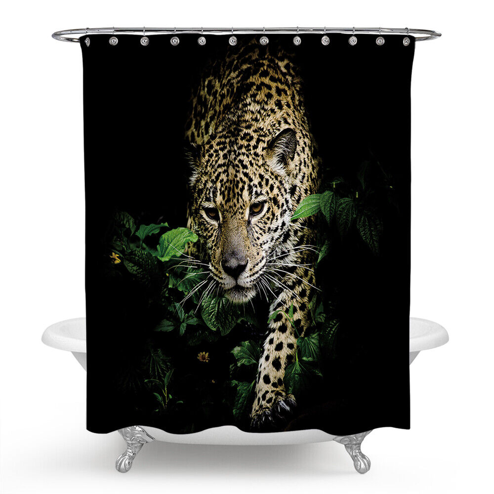 Enjoy The Leopard Print Theme With This Bathroom Shower Curtain