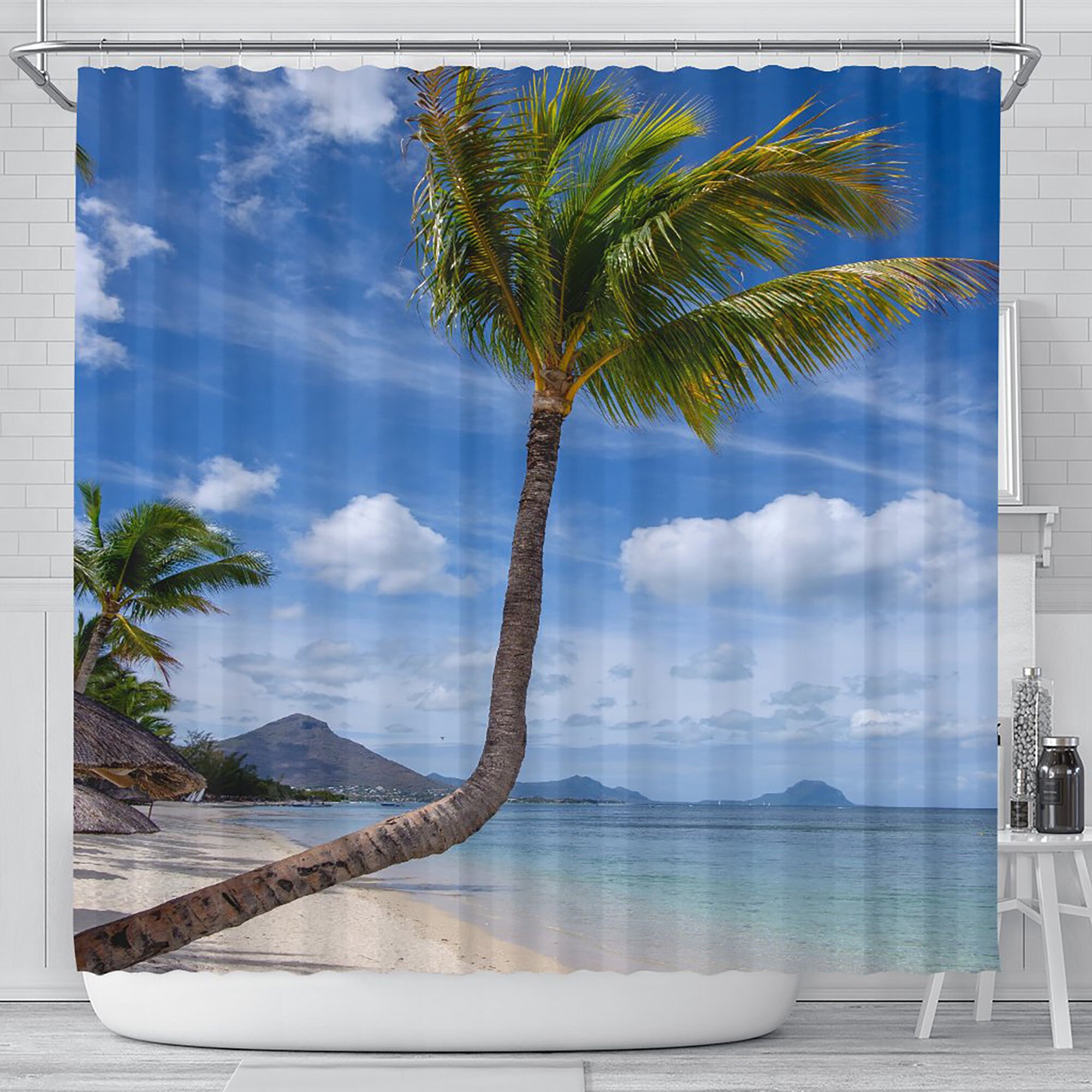 Enjoy Tropical Vibes With Crooked Palm Beach Shower Curtain
