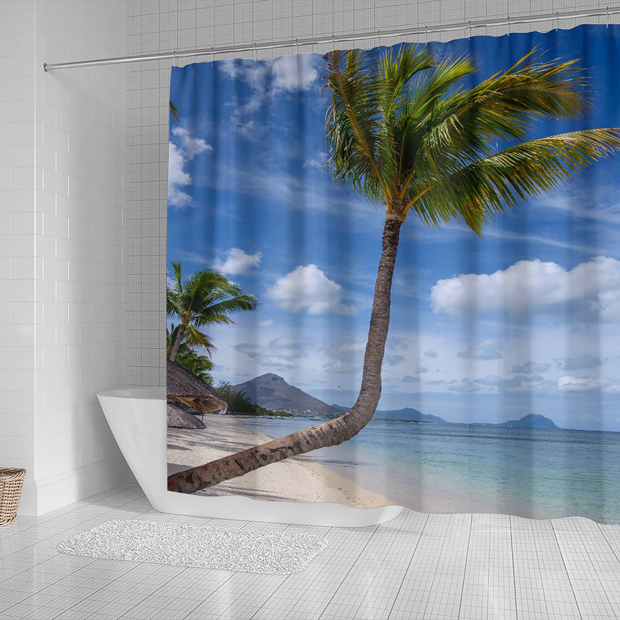 Enjoy Tropical Vibes With Crooked Palm Beach Shower Curtain - Image 2