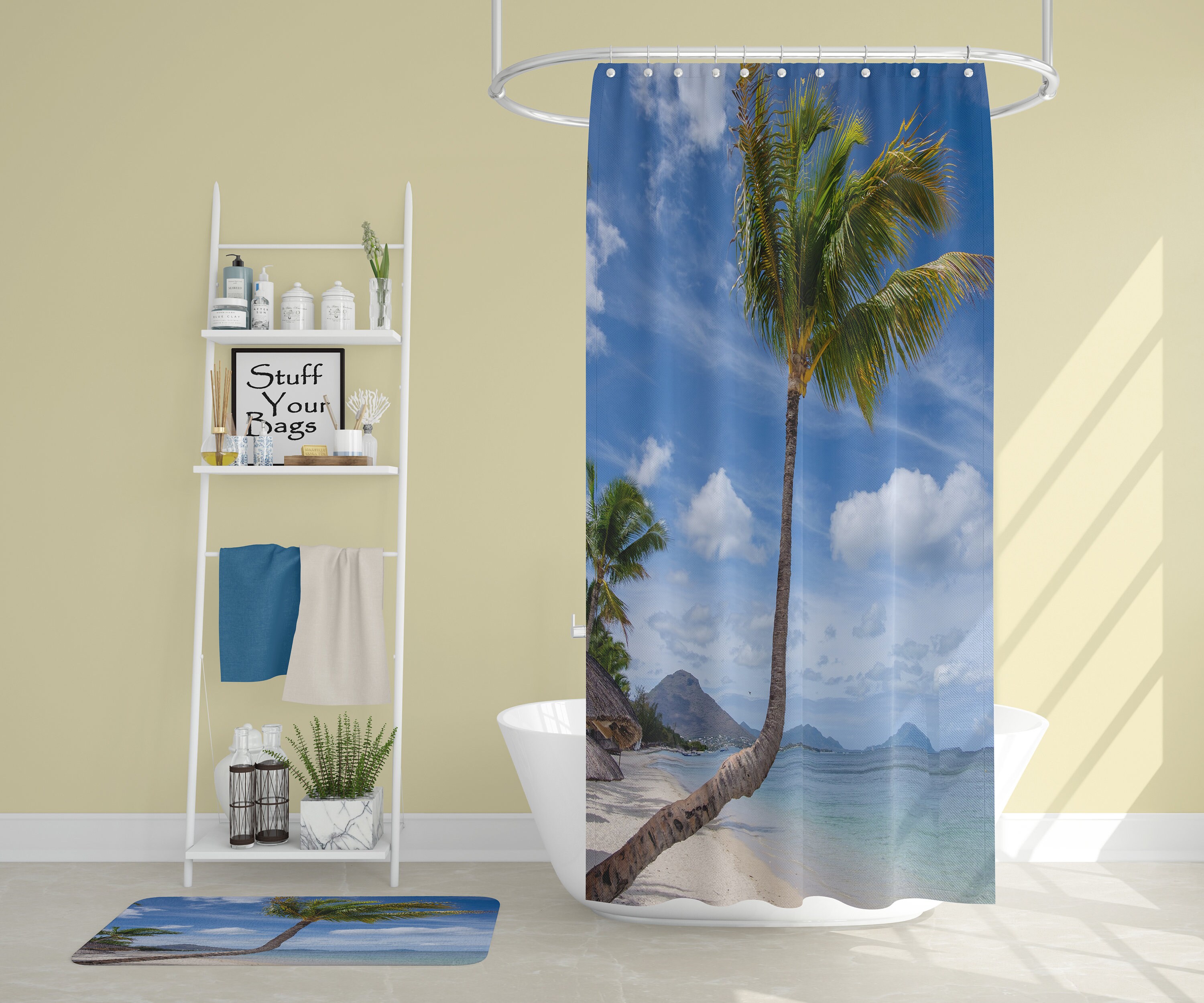 Enjoy Tropical Vibes With Crooked Palm Beach Shower Curtain - Image 4