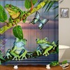 Enjoy Your Bath Time With This Funny Cartoon Animal Shower Curtain, Featuring A Tropical Forest Frog Butterfly Design
