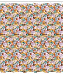 Enjoy the Beach Vibes with Shells Print Fabric Shower Curtain for Bathroom Decor