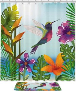Enjoy the Beauty of Nature with Tropical Garden Hummingbird Shower Curtain