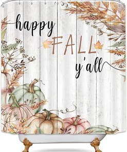 Enjoy the Harvest Season with Autumn Pumpkin Shower Curtain for Retro Farmhouse Bathroom Decor