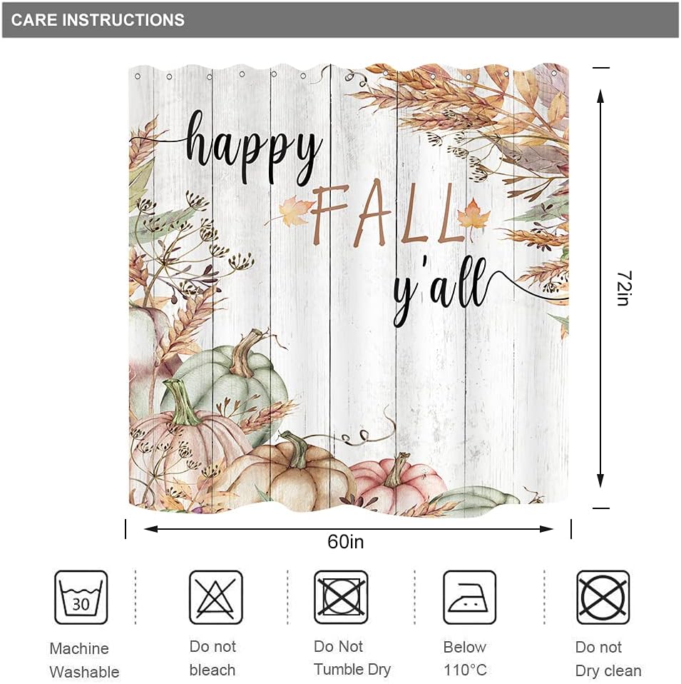 Enjoy the Harvest Season with Autumn Pumpkin Shower Curtain for Retro Farmhouse Bathroom Decor