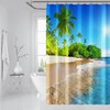 Enjoyable 3D Sun Beach View Shower Curtain For Your Bathroom