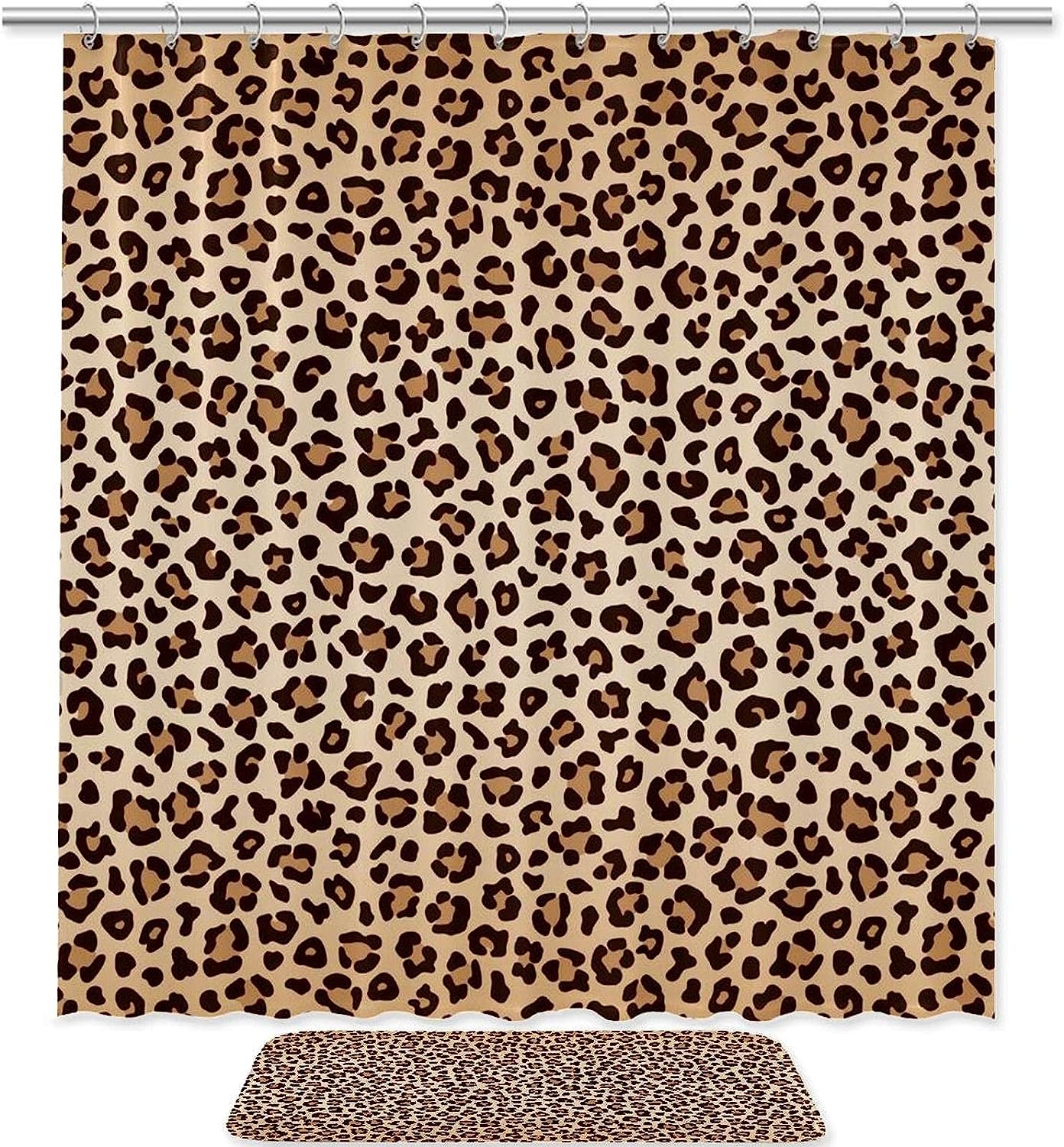Enrich Your Bathroom Design with Durable Leopard Texture Bath Curtain