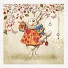 Enter The Magical World Of Alice Wonderland With Trumpet White Rabbit Key Swirls Fabric Craft Panels Shower Curtain.