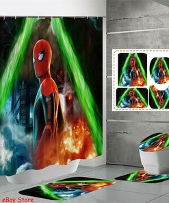 Epic Marvel Spiderman Bathroom Shower Curtain