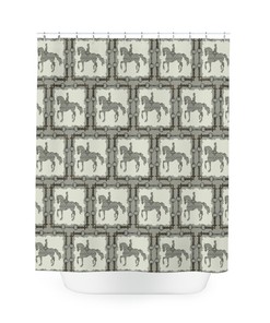 Equestrian Dressage Piaffe Cream And Gray Shower Curtain For Horse Lovers' Bathroom Decor