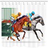Equestrian Shower Curtain with Racing Horses and Iron Gate for a Classic and Elegant Bathroom