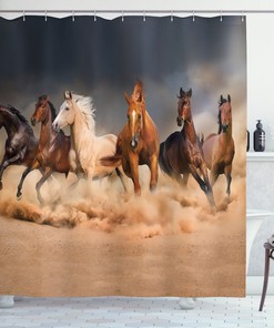 Equine Themed Horse Shower Curtain - Animal Print For Bathroom Decor
