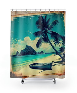 Escape to Paradise with this Tropical Island Paradise Shower Curtain