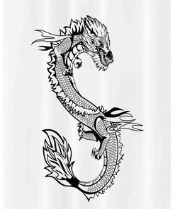 Esoteric Design Japanese Dragon Shower Curtain for Bathroom Decor
