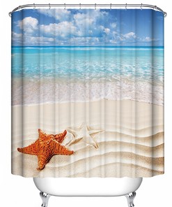Estrela Do Mar Beach Sand Tropical Sea Shore Nautical Sea Shells Shower Curtain