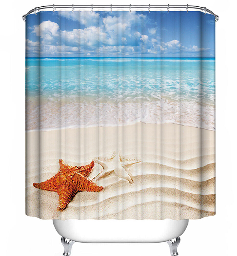 Estrela Do Mar Beach Sand Tropical Sea Shore Nautical Sea Shells Shower Curtain