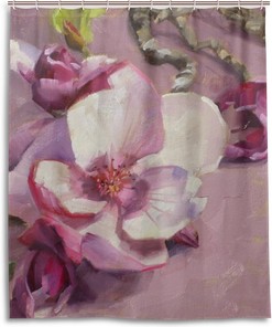 Ethel Ernest Amazing Magnolia Blossom Fabric Bathroom Shower Curtain - Waterproof Bath Curtain