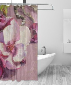 Ethel Ernest Amazing Magnolia Blossom Fabric Bathroom Shower Curtain - Waterproof Bath Curtain