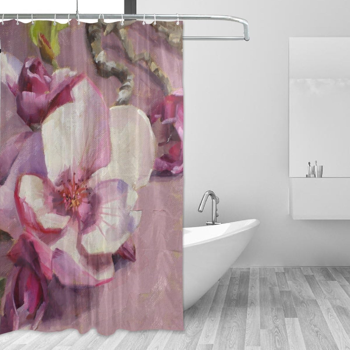 Ethel Ernest Amazing Magnolia Blossom Fabric Bathroom Shower Curtain - Waterproof Bath Curtain