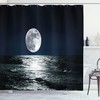 Ethereal Theme Drawing Moon Shower Curtain for Artistic Bathroom Decor 