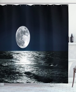Ethereal Theme Drawing Moon Shower Curtain for Artistic Bathroom Decor