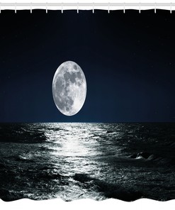Ethereal Theme Drawing Moon Shower Curtain for Artistic Bathroom Decor