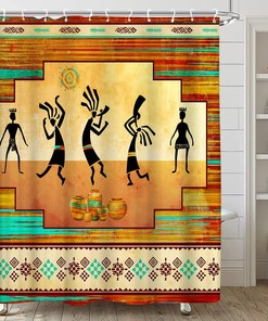 Ethnic Aztec Navajo Vintage Shower Curtain, Native American Style Bathroom Decor with Upholstery Fabric