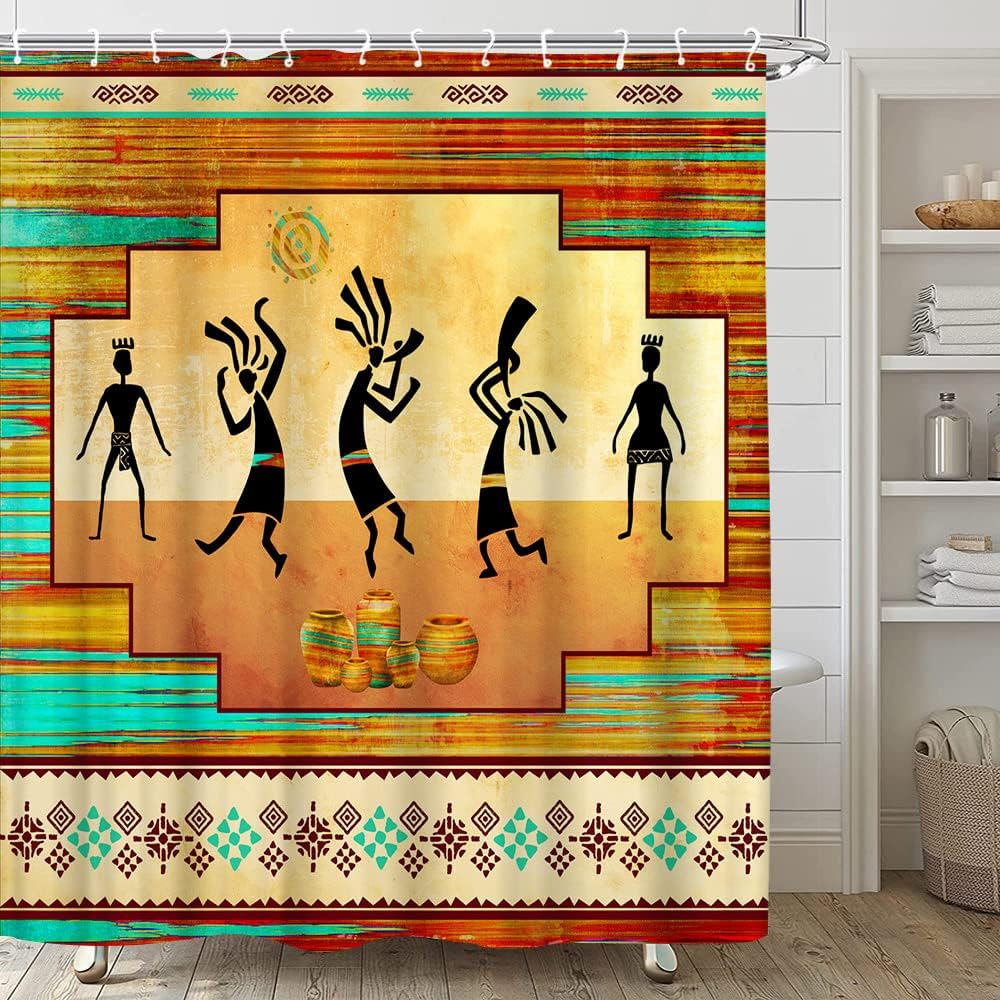 Ethnic Aztec Navajo Vintage Shower Curtain, Native American Style Bathroom Decor with Upholstery Fabric