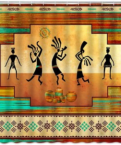 Ethnic Aztec Navajo Vintage Shower Curtain, Native American Style Bathroom Decor with Upholstery Fabric