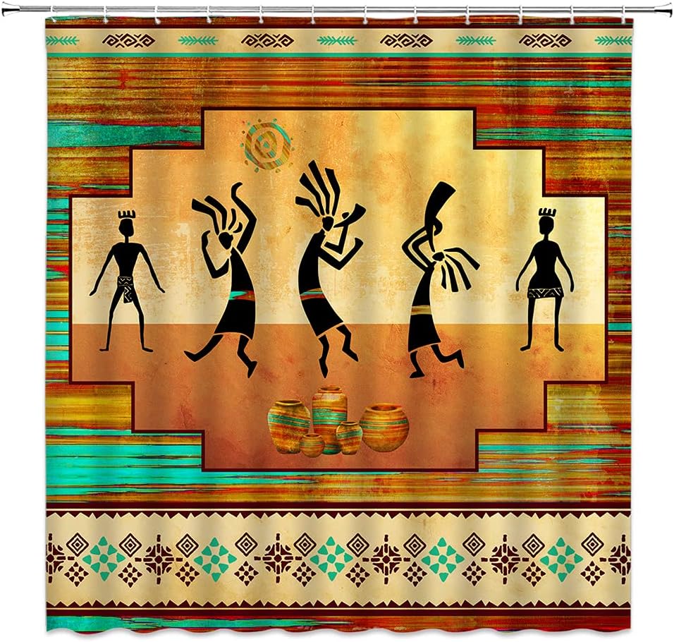 Ethnic Aztec Navajo Vintage Shower Curtain, Native American Style Bathroom Decor with Upholstery Fabric