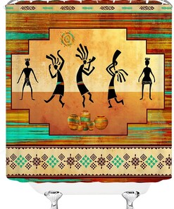 Ethnic Aztec Navajo Vintage Shower Curtain, Native American Style Bathroom Decor with Upholstery Fabric