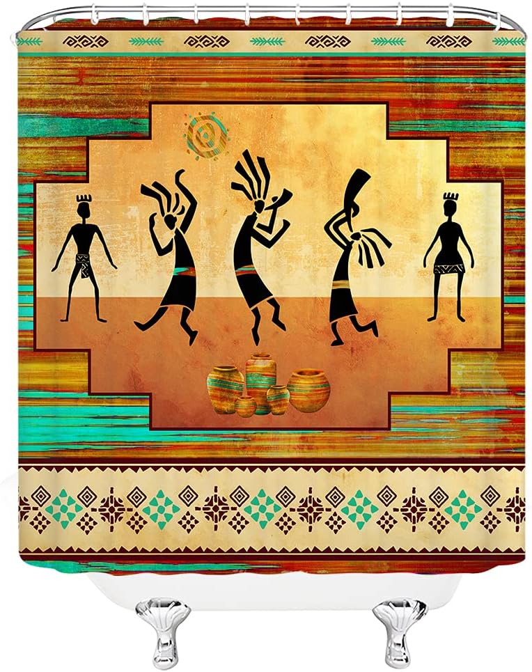 Ethnic Aztec Navajo Vintage Shower Curtain, Native American Style Bathroom Decor with Upholstery Fabric