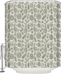 Ethnic Boho Easter Shower Curtain - LB Stall Bunny Eggs Floral Rustic Burlap Bathtub Curtainses