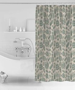 Ethnic Boho Easter Shower Curtain - LB Stall Bunny Eggs Floral Rustic Burlap Bathtub Curtainses