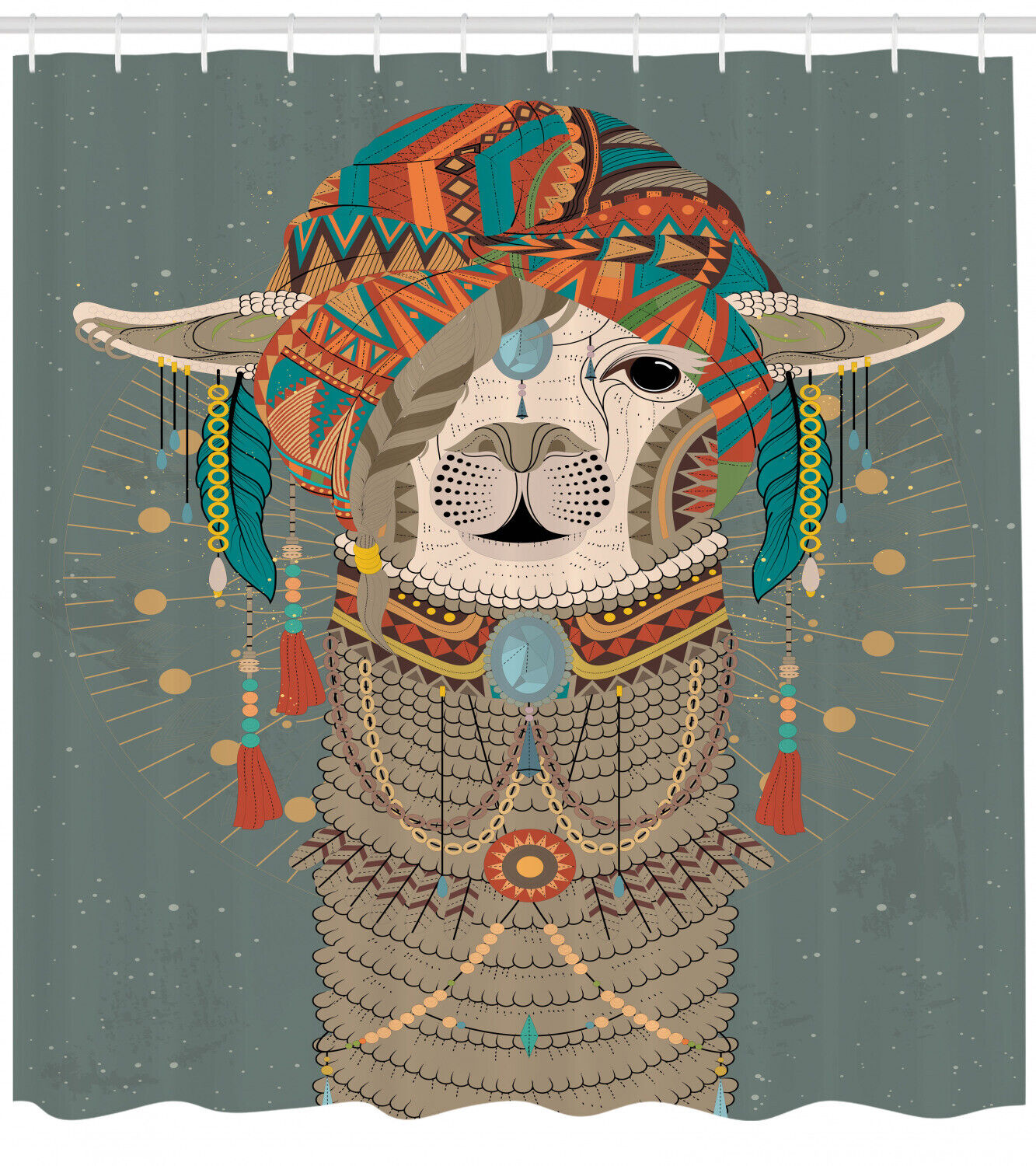 Ethnic Clothing Llama Shower Curtain - Tribal Animal Print Bathroom Decor