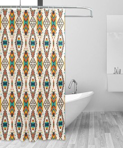 Ethnic Geometric Pattern Shower Curtain Modern Home Bathroom Hotel Spa Decorations Waterproof Fabric