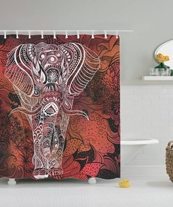 Ethnic Mandala Elephant Art Style Shower Curtain For Chic Bathroom Decor 