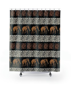 Ethnic Safari African Style Elephant Boho Shower Curtain For Bathroom Decor Gift
