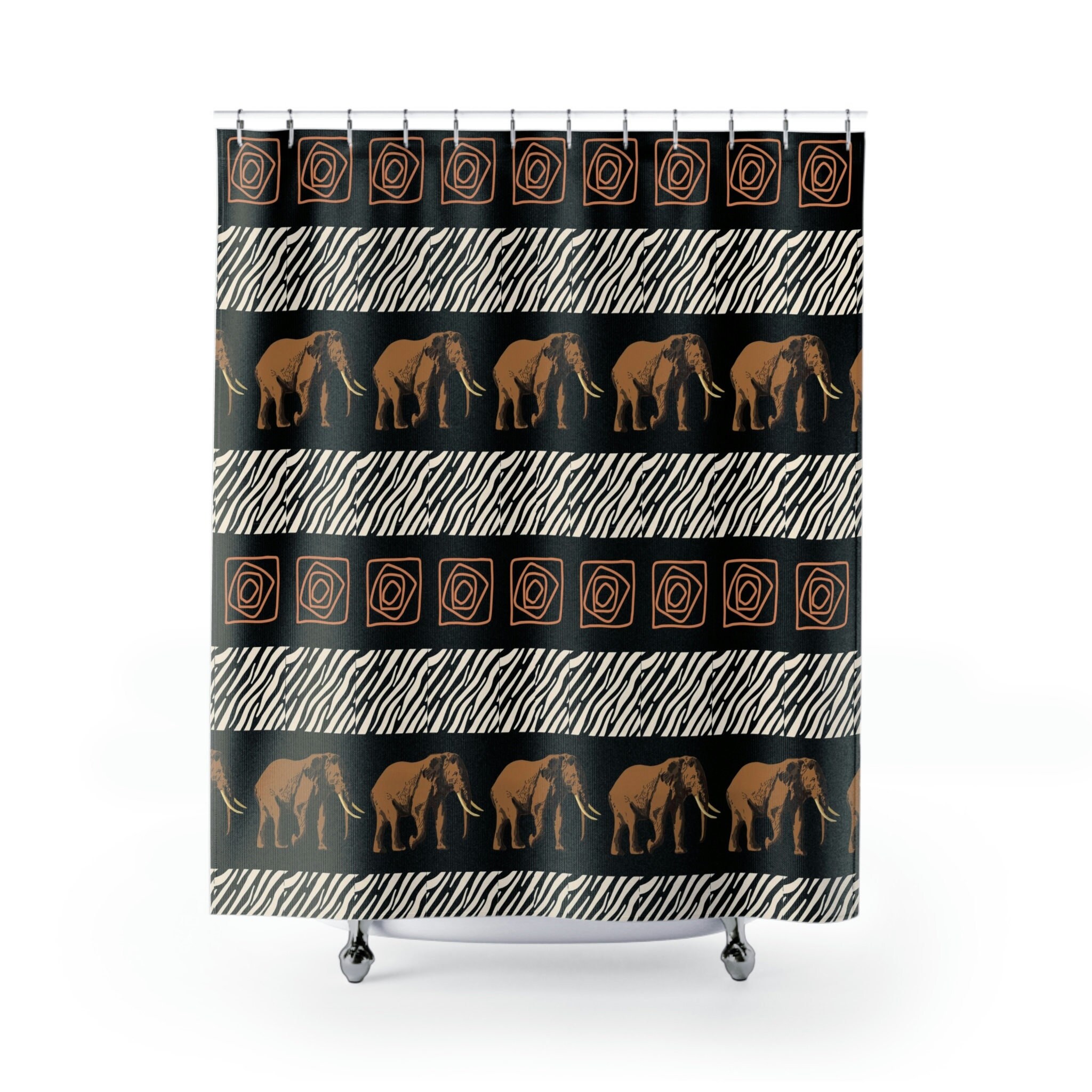 Ethnic Safari African Style Elephant Boho Shower Curtain For Bathroom Decor Gift