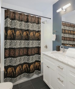 Ethnic Safari African Style Elephant Boho Shower Curtain For Bathroom Decor Gift