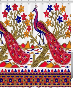 Ethnic Style Bird Peacock Luxury Shower Curtain for Bathroom Decor